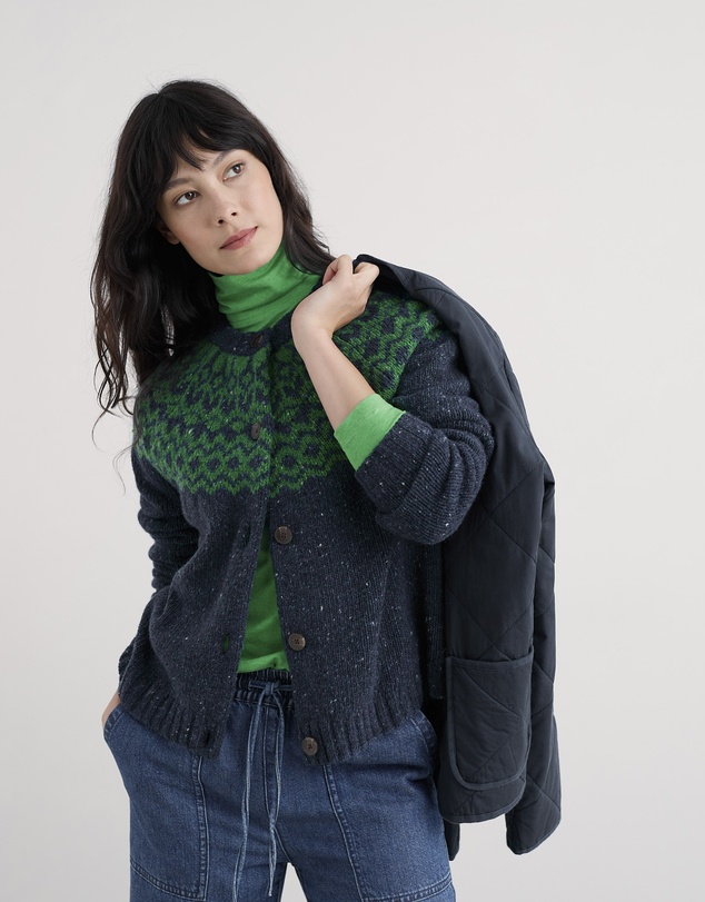 Seasalt - Seasalt Cornwall Navy Port Kinnis Fair Isle Cardigan