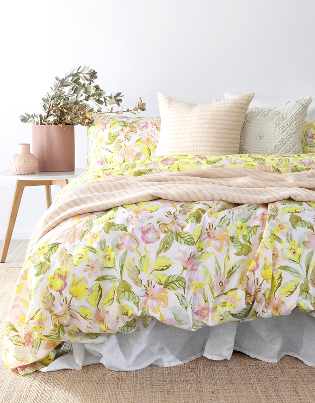 Bambury - Phoebe Floral Printed Cotton Quilt Cover Set - Reversible