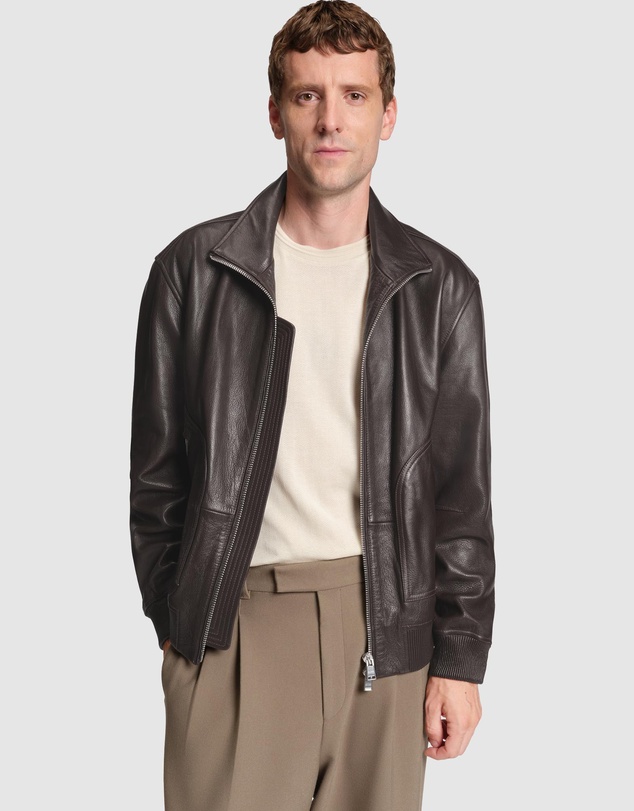 BOSS - Nappa-Leather Jacket With Two-Way Zip