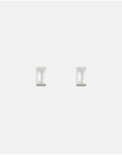 Kirstin Ash - Baguette Birthstone Studs April - White Topaz
