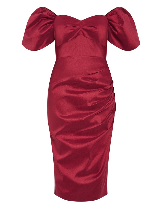 City Chic - Plus size Valentine Off Shoulder Dress - crimson