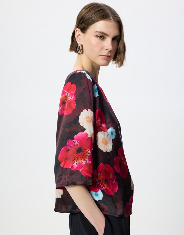 The Social Outfit - Silk Smock Top - Cosmic Bloom