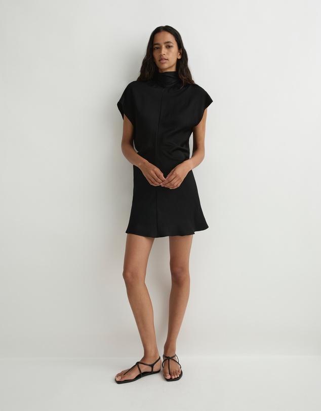 BONDI BORN - Ardea Tie Neck Mini Dress - Black