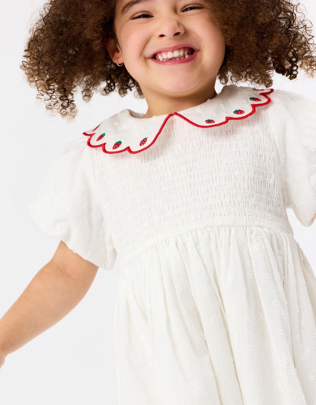 Goldie + Ace - Sweet Strawberry Flo Smocked Dress - Babies-Kids