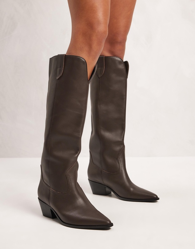 AERE - Knee High Cowgirl Leather Boots