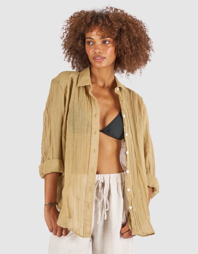 CAMIXA - Crinkle Oversized Linen Shirt