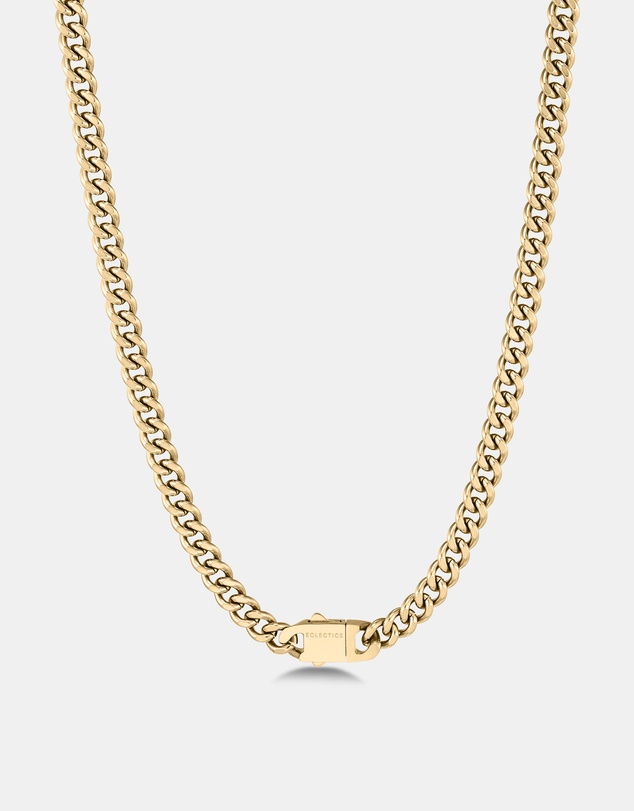 Eclectics - Locked Cuban Chain Necklace - 18K Gold Plated Stainless Steel