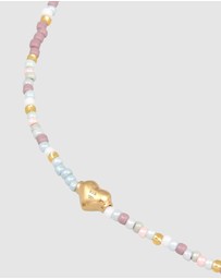Elli Jewelry - Bracelet Heart Pendant Glass Beads Summer Colourful in 925 Sterling Silver Gold Plated