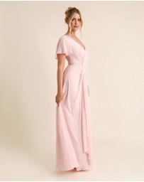 Six Stories - Knot Front Flutter Sleeve Chiffon Bridesmaid Dress