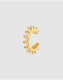 Elli Jewelry -  Earrings Single Earcuff with Pearls in 925 Sterling Silver Gold Plated