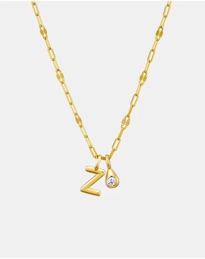 Zoe Olivia - 14K Gold Vermeil Imprint Initial Z Cubic Zirconia Necklace