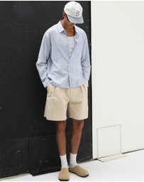 AERE - Pleated Cotton Tailored Shorts