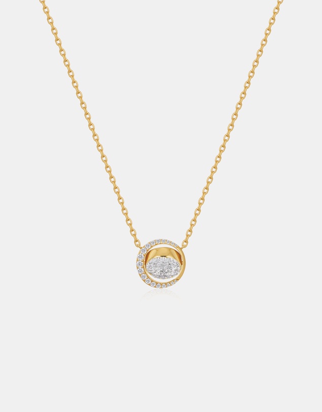 Ania Haie - Gold Reversible Pave Moon Evil-Eye Necklace