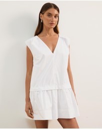 Atmos&Here - Allie Cotton Poplin V-Neck Mini Dress