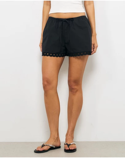 AERE - Solana Relaxed Embroidered Shorts