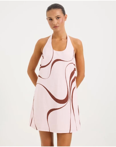 Calli - Tara Print Mini Halterneck Dress