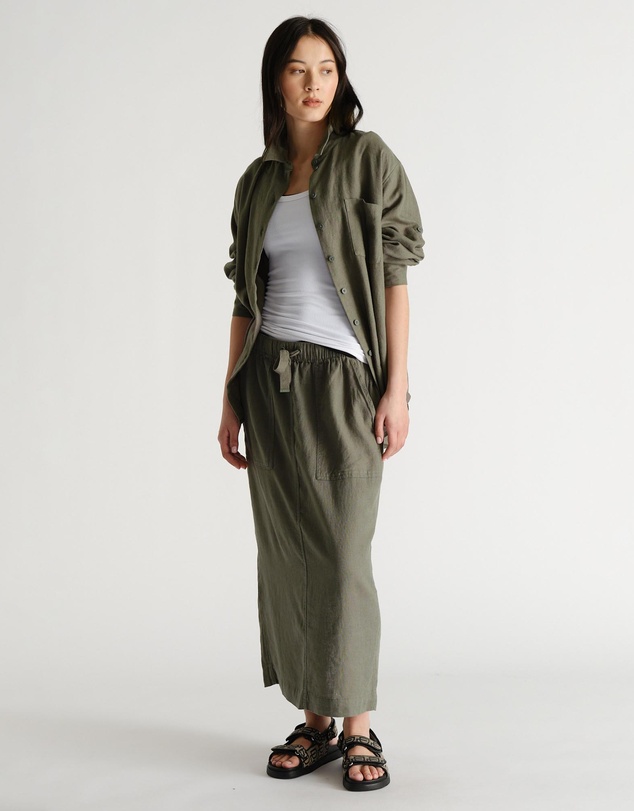 Decjuba - D-Luxe Linen Blend Midi Skirt