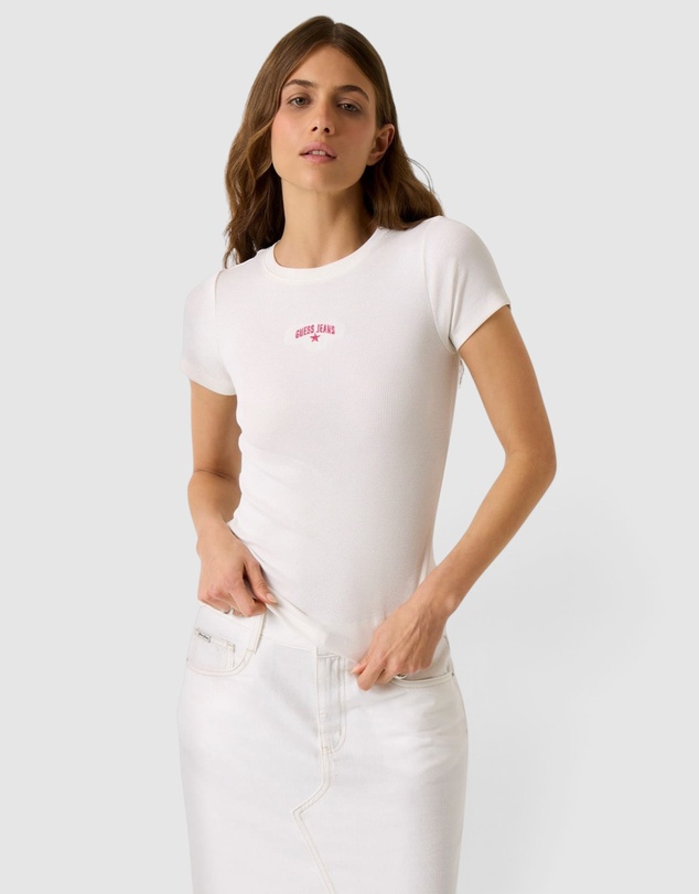 GUESS Jeans - GUESS JEANS Short Sleeve Ribbed Embroidered Tee
