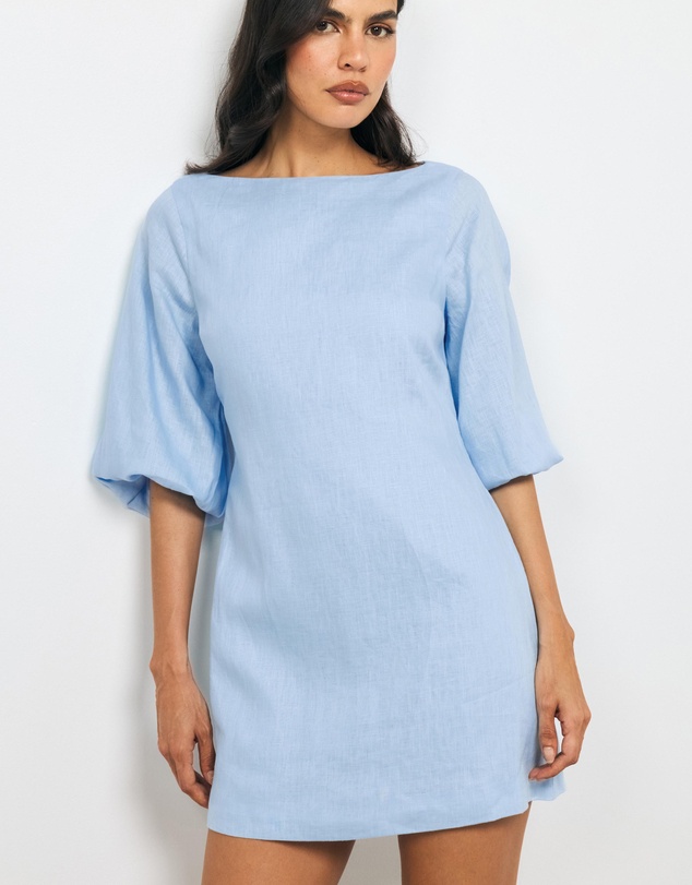 AERE - Emia Sleeved Linen Mini Dress