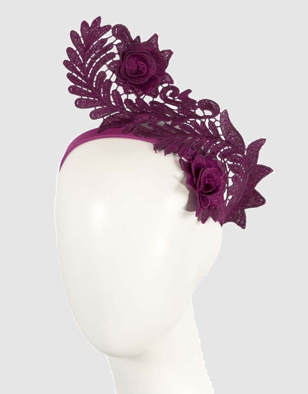Max Alexander - Wine Lace Crown Headband Fascinator