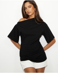 Dazie - Hazel Ruched Jersey Short Sleeve Top