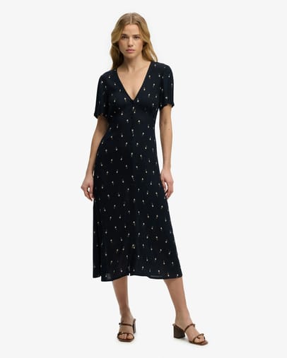 Carnation Navy Ditsy Stripe