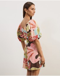 Atmos&Here - Kora Puff Sleeve Cotton Poplin Mini Dress