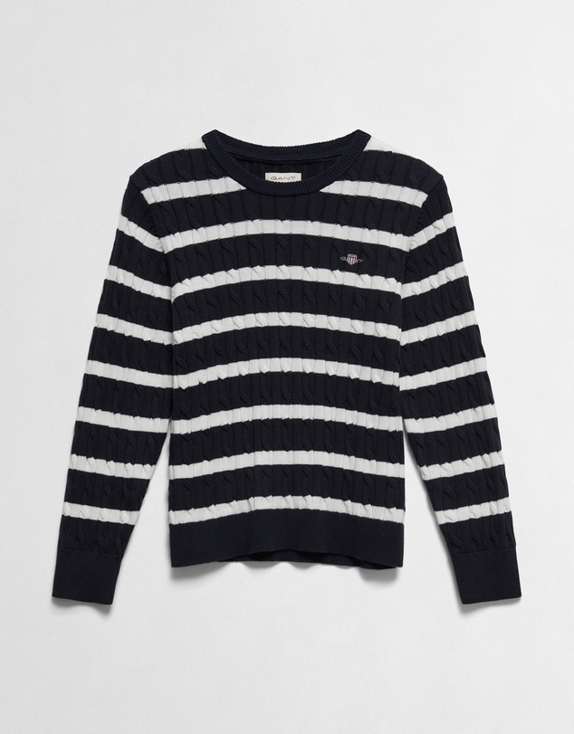 Gant - Shield Cable Knit Striped Jumper
