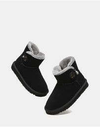 EVERAU - Australian Shepherd Ugg Nolan Kids Mini Button Cow Suede Upper UGG Boots