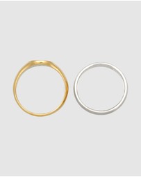 Kuzzoi - ICONIC EXCLUSIVE - Ring Men Set Signet Ring Modern in 925 Sterling Silver Bicolor