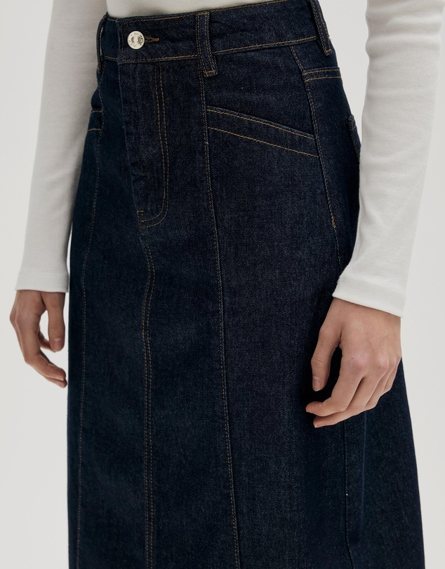 Atmos&Here - Rosa A-Line Denim Midi Skirt