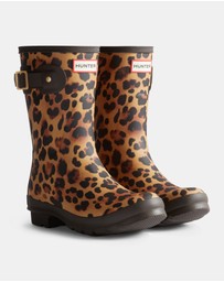 Hunter - Women’s Original Short Leopard Boot in Leopard Print/Chocolate Brown