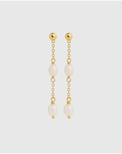 Najo - Tidal Whisper Yellow Gold Double Pearl Earring