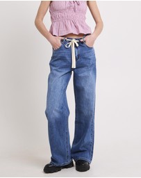 Subtitled - Cora Tie Wide Leg Denim Jeans