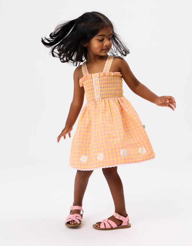 Goldie + Ace - Shirred Sherbet Check Dress - ICONIC EXCLUSIVE - Babies-Kids
