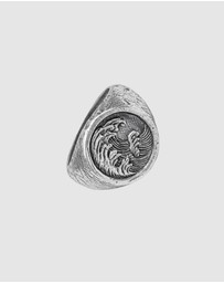 Haze & Glory - ICONIC EXCLUSIVE - Ring Men Signet Ring Tide Waves Motif in 925 Sterling Silver
