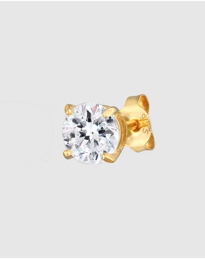 Kuzzoi - ICONIC EXCLUSIVE - Earrings Male Stud Swarovski® Crystals Single 925 Sterling Silver Gold Plated