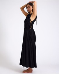 ONE TEASPOON - Evelyn Gathered Ruched Maxi Dress - Black