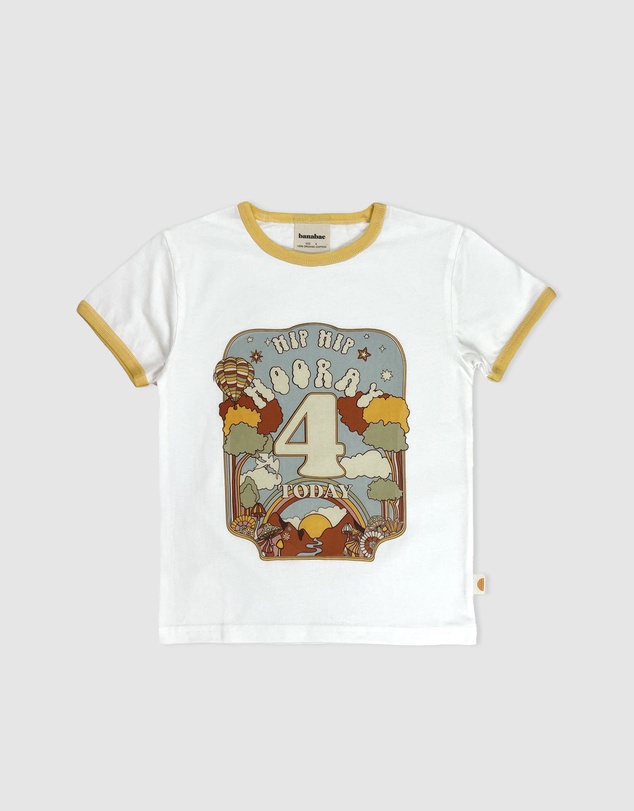 Banabae - Hip Hip Hooray Birthday Ringer Tee - 4 Year Old