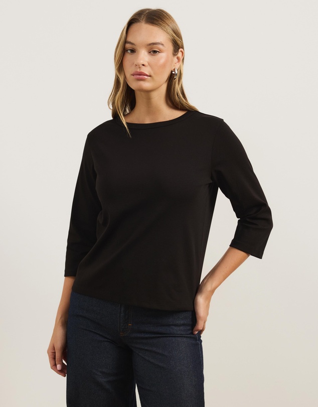 Atmos&Here - Cotton 3/4 Sleeve T-Shirt