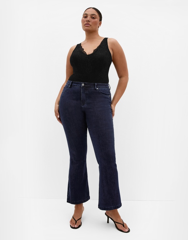 City Chic - Plus size Harley Fit Side Split Flare Leg Jean - dark wash