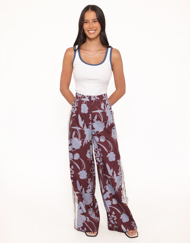 Petal & Pup - Aine Wide Leg Tailored Pant - Burgundy Floral