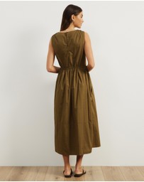 Atmos&Here - Cora Drawstring Poplin Midi Dress