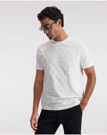 Calibre - Geometric Jacquard T-shirt Off White