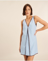 AERE - Zena Linen Contrast Mini Slip Dress