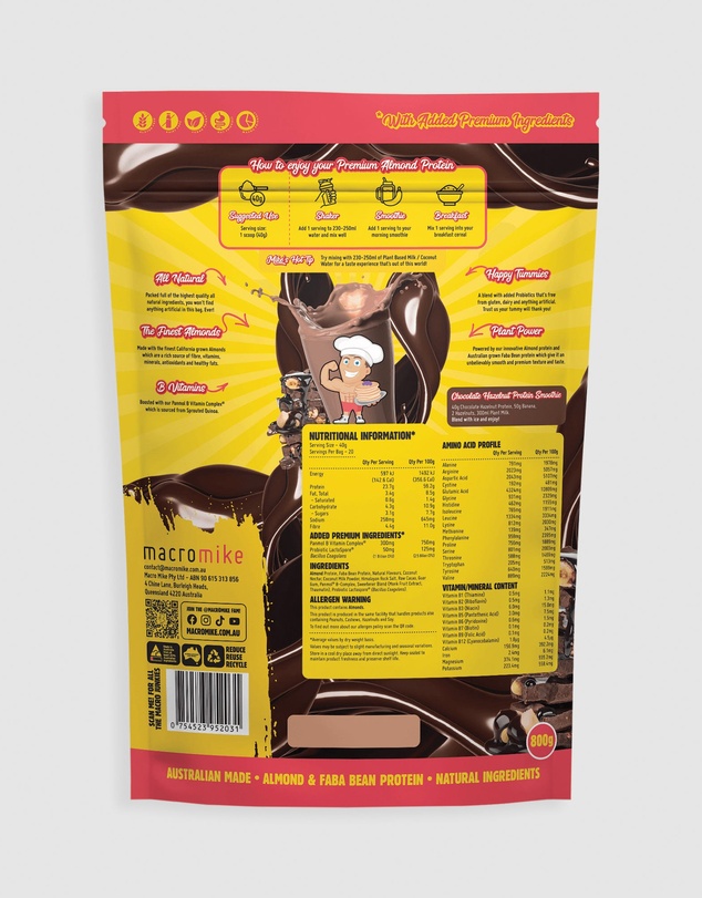Macro Mike - Choc Hazelnut Premium Almond Protein - 800g