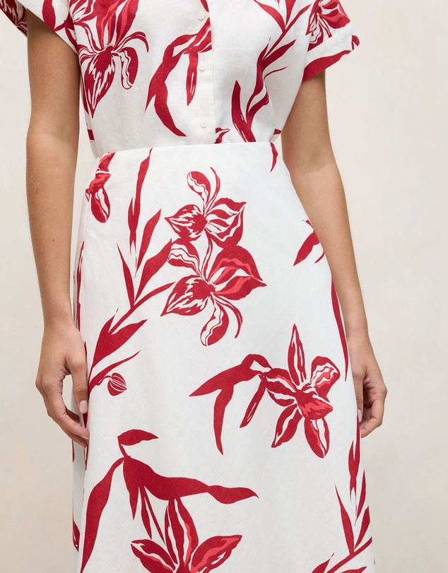 Trenery - Wild Iris Linen Bias Skirt in White
