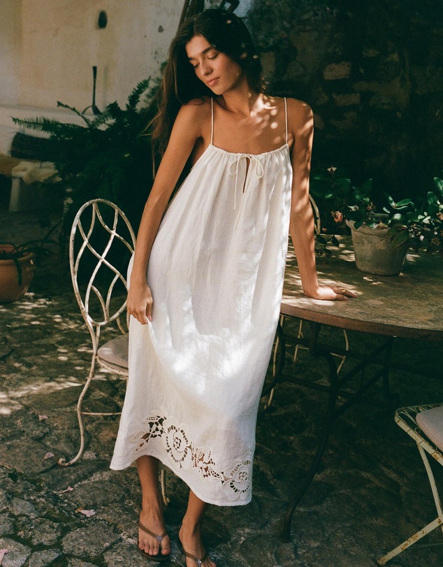 Peony - Embroidered Midi Dress