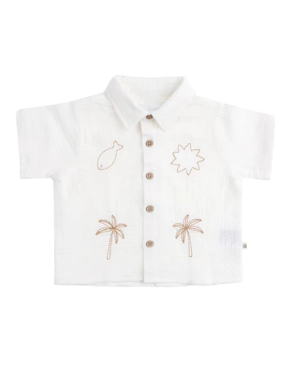 Kynd Baby - Woven Embroidered Shirt Coconut - Size 1