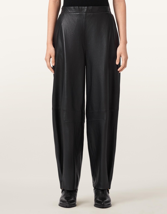 AllSaints - Etta Barrel Leg Leather Trousers